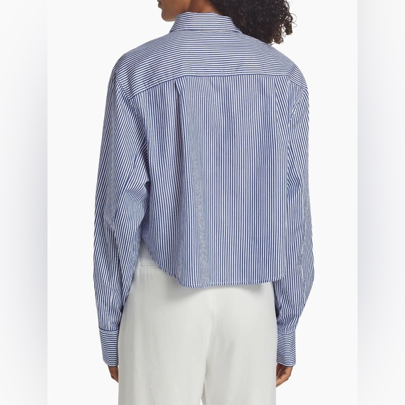 JONATHAN SIMKHAI Renata Striped Cropped Shirt NEW - Picture 7 of 7